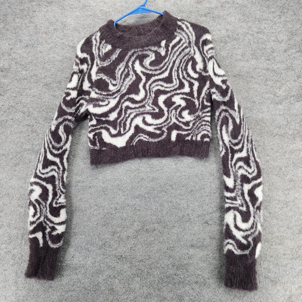 Urban Outfitters Sweater Womens Medium Cropped Long Sleeve Brown White